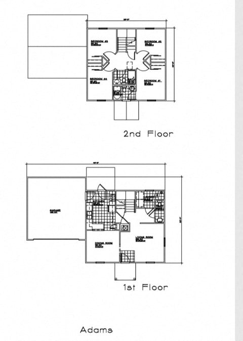 Floor plan for 4 beds, 2.5 baths, 1430 sqft